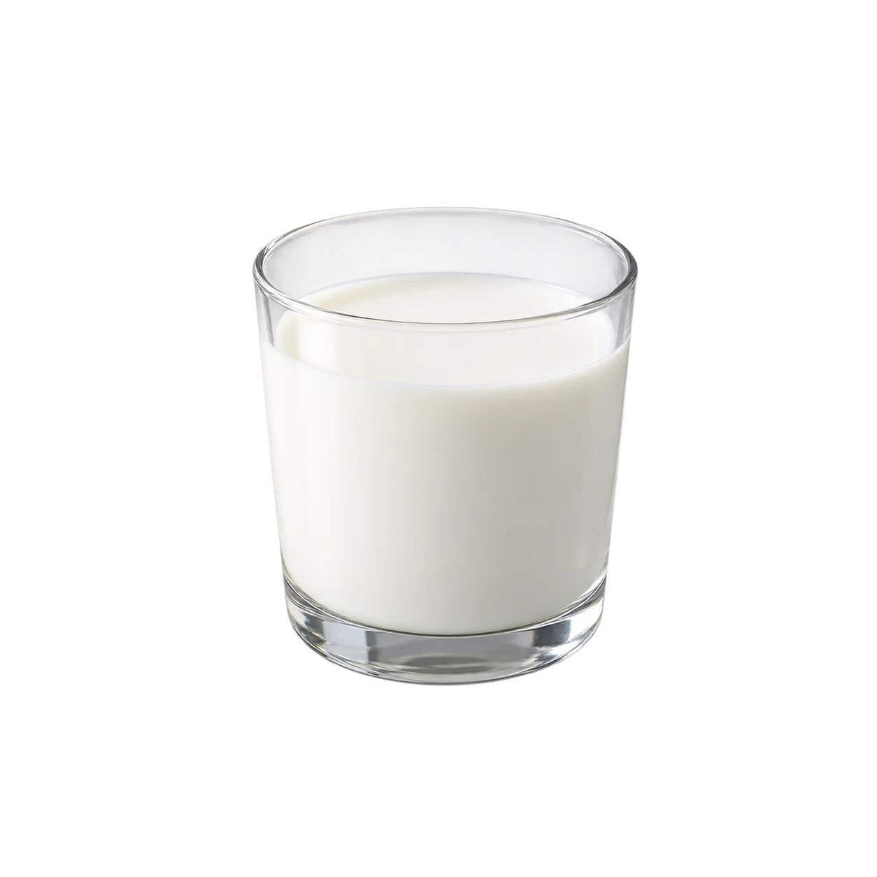 A glass of cow’s milk on a yellow background